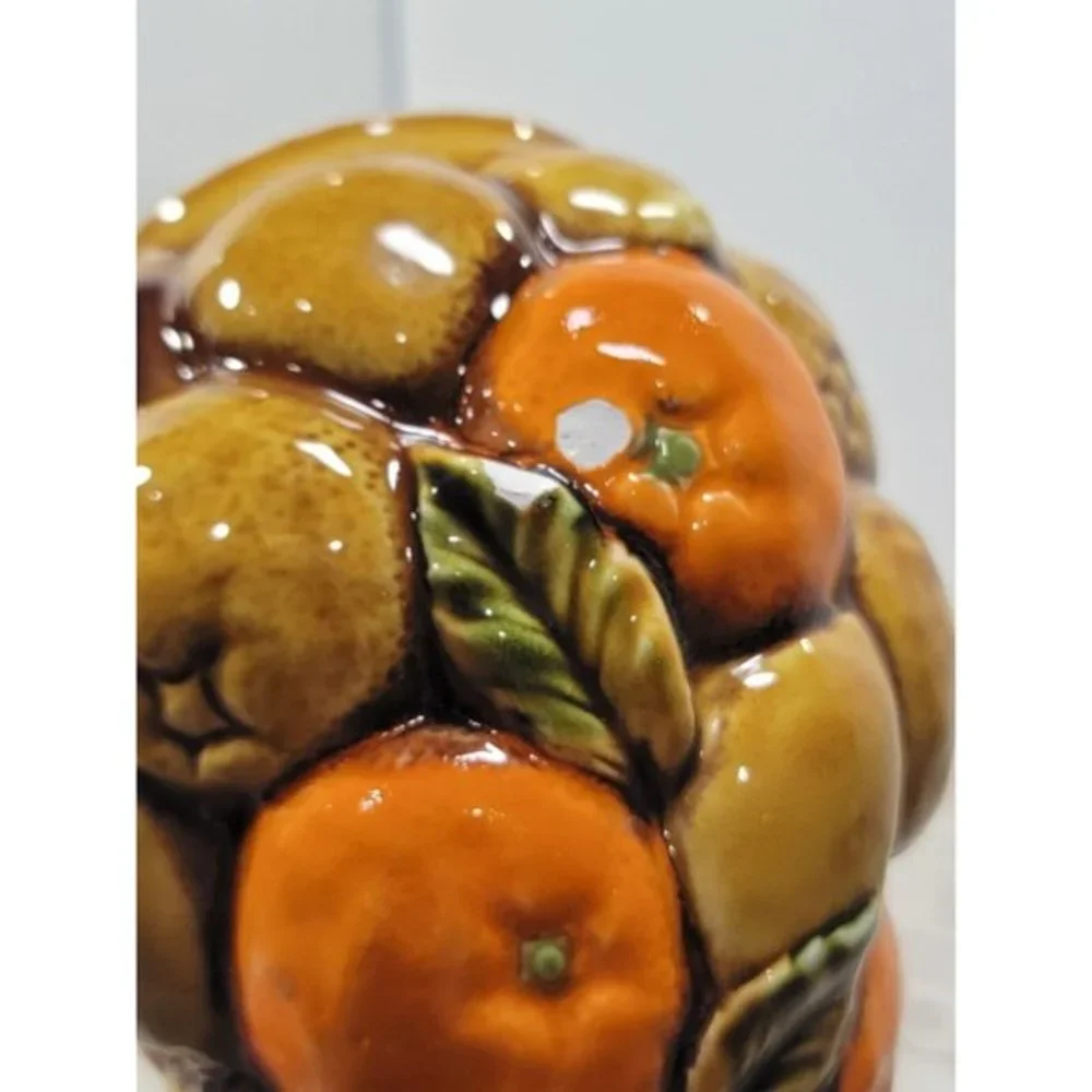 vintage Majolica Pitcher tropical w orange lemon-Japan-Inarco MCM Citrus Fruit - Picture 8 of 10